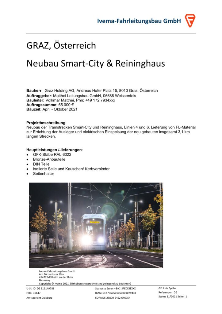 Referenz: 2021 GRAZ, Österreich - Neubau Smart-City & Reininghaus